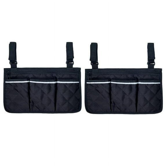 2PCS Wheelchair Armrest Side Storage Bag Portable Pocket