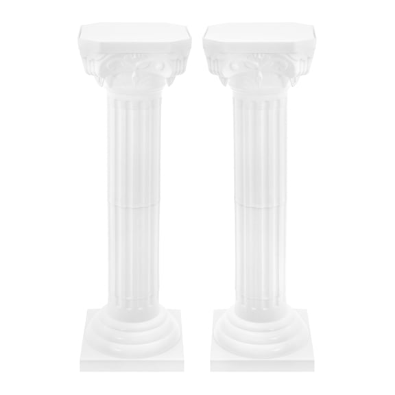 2PCS White 34.65in Roman Pillars Adjustable Height, Wedding Roman Columns for Decorating Gardens Lawns Courtyards Parties,Event Decorative Columns