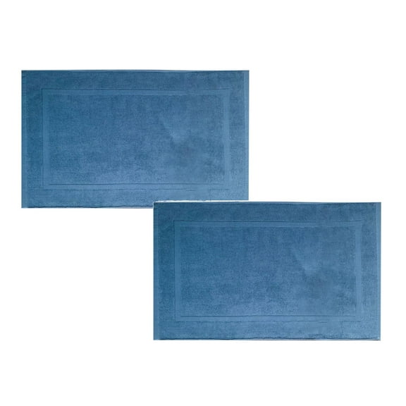 2PCS White Cotton Classic Rug Bath Mats Absorbent Cotton Hotel Spa Shower Bathtub Mats [Not A Bathroom Rug] Machine Washable Shower Bathroom Floor Towel