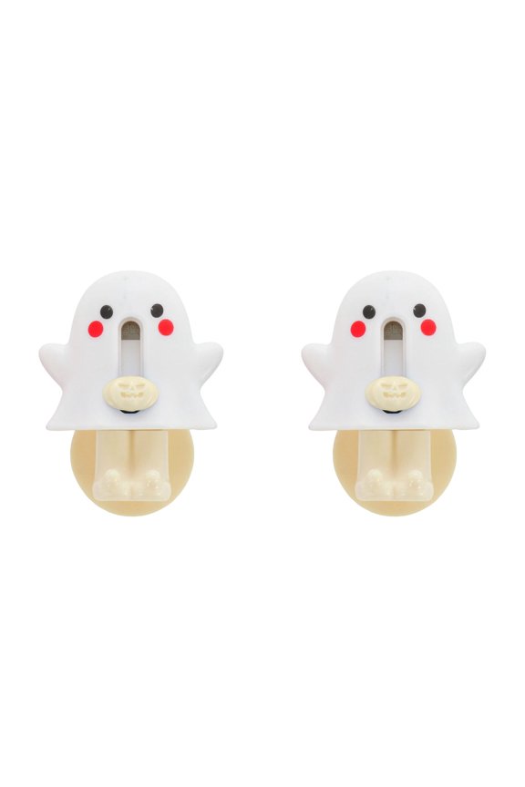 2PCS White Cute Ghost Adhesive Wall Hook Box Cutter Set Retractable Safety Utility Knife Package Opener Home Kitchen Bathroom Organizer Hanging Hook Tool