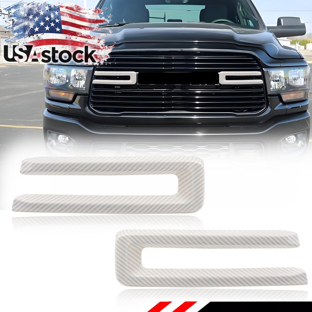 2PCS White Front Bumper Vehicle Hood Racing Grille Cover Insert Trim ...
