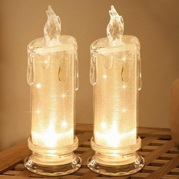 2PCS Led Candles, Flameless Candles Battery Operated, Pillar Fake Candles,Velas Artificiales para Decoration for Valentine's Wedding Christmas Table Decorations