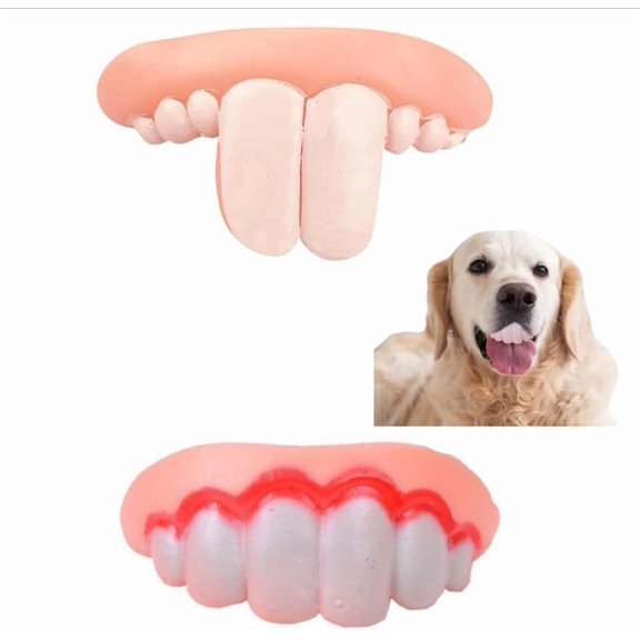 2PCS White Neat and Rabbit Fake Teeth for Dogs,Funny Silicone Teeth Braces,Creative Fake Dog Chew Toys,Interactive Toys,Dog Christmas Costume Suitable Accessories