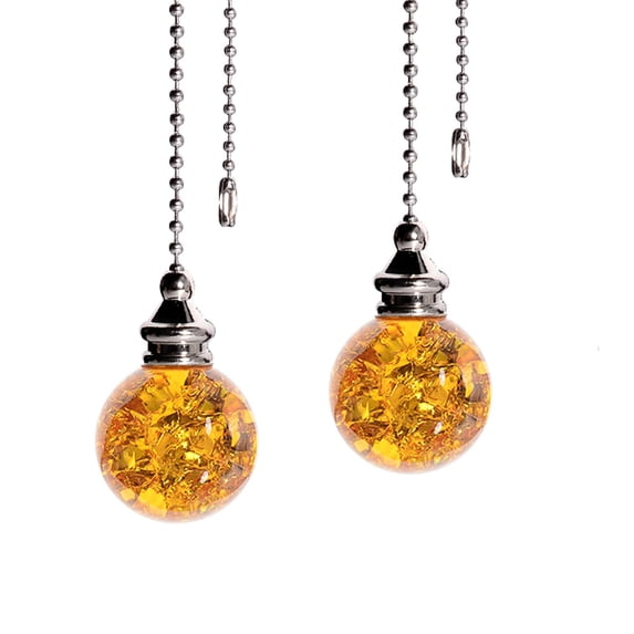 2PCS White Pull Chains Crystal Glass Ice Cracked Ball Pull Chain for Ceiling Fan Light Decoration 50cm Extension Chain