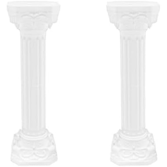 2PCS White Roman Pillar Set, Wedding Pillars Roman Columns, White Wedding Column, Hollow Column Flower Stand for Wedding Party Event Decor, Flower Pot Columns and Pillars, 10.63*34.65in