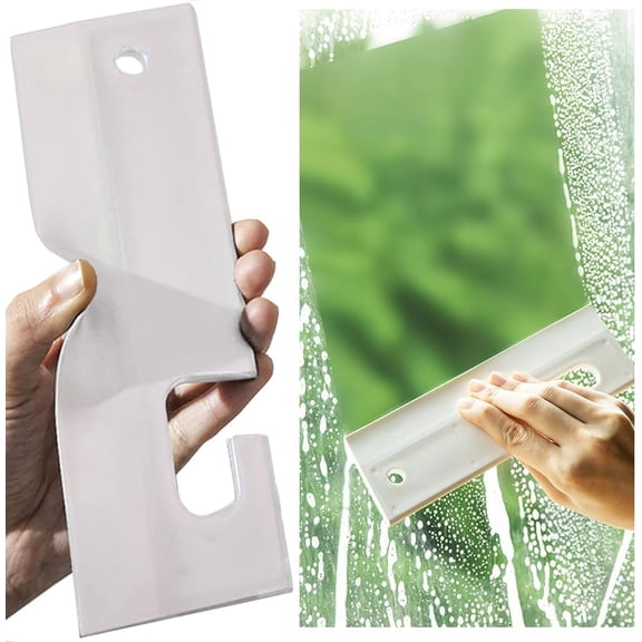 2PCS,White Silicone Squeegee with Hanging Hole, Water Blade for Cleaning Kitchen Countertops Sink, Bathroom Shower Mirrors Glass, Car Windows Wiper Scraper, Flexible Waterblade Cleaner Tool