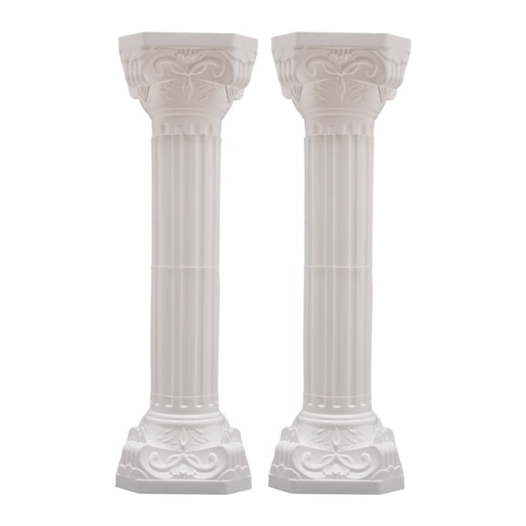 2PCS White Wedding Roman Column, 34.65in Height Elegant Wedding Landscaping Roman Pillar, Artistic Roman Column Statue Flowerpot Holder