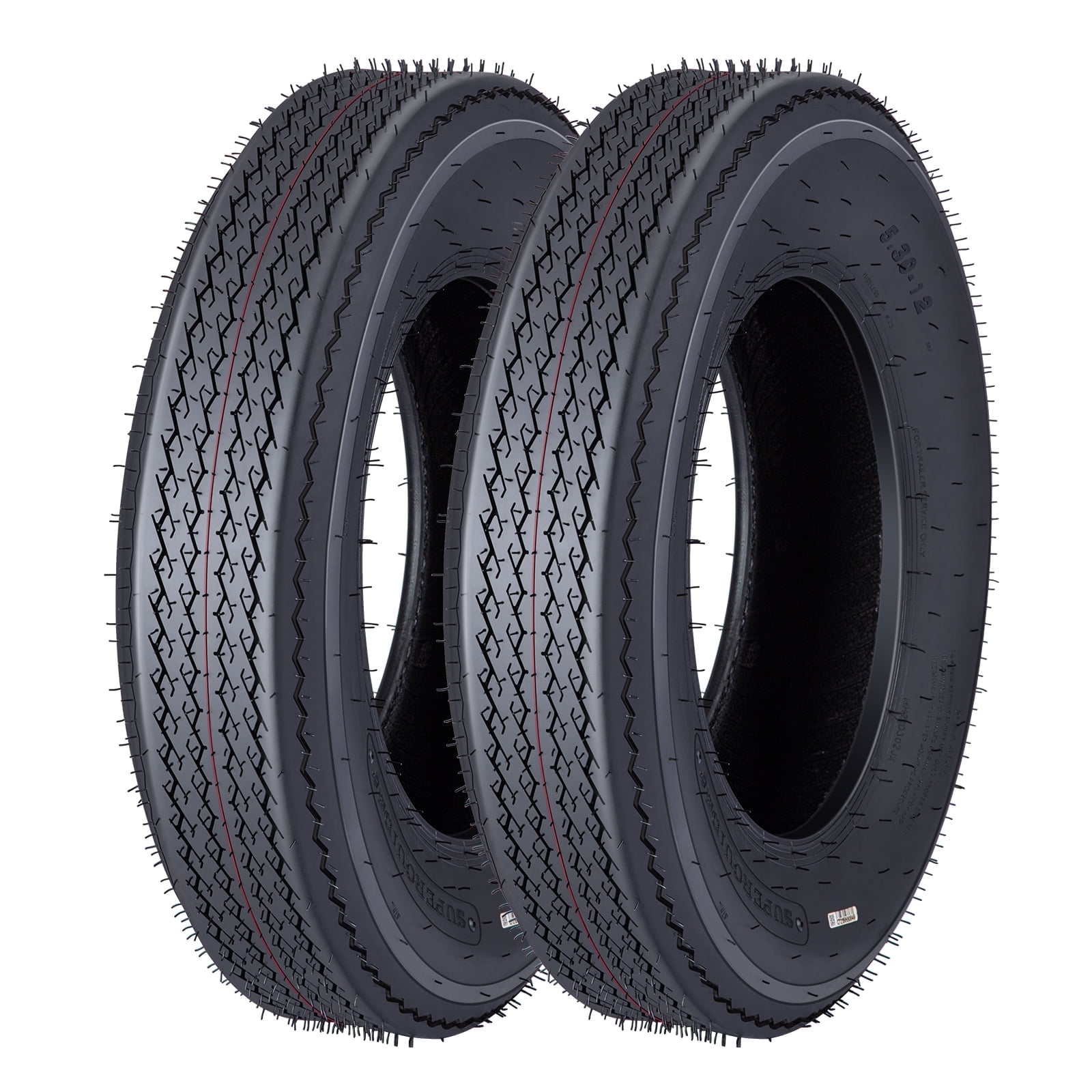 2PCS WhizMax Trailer tire, 5.30-12 rubber RV trailer tire, load range C, 6PR