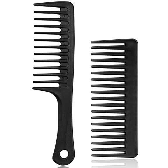 2PCS Wide Tooth Comb for Curly - Large Hair Detangling Comb,Styling Comb for Wet Dry Hair,Hair Care Comb for Women Men,Shampoo Shower Comb