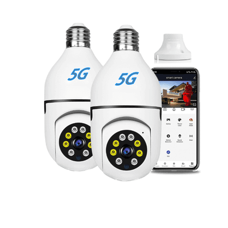 2PCS Wifi Surveillance Camera, 5G E27 Light Bulb Camera, Automatic Human Tracking Night Vision Security Camera