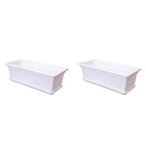 2PCS Window Box Planter with Drainage Holes Tray Indoor/Outdoor Flower Pot for Plants,Vegetables Herbs Decorative Garden Planter Box for Windowsill,Patio,Balcony Porch Decor(16.93*7.48*5.51Inch)