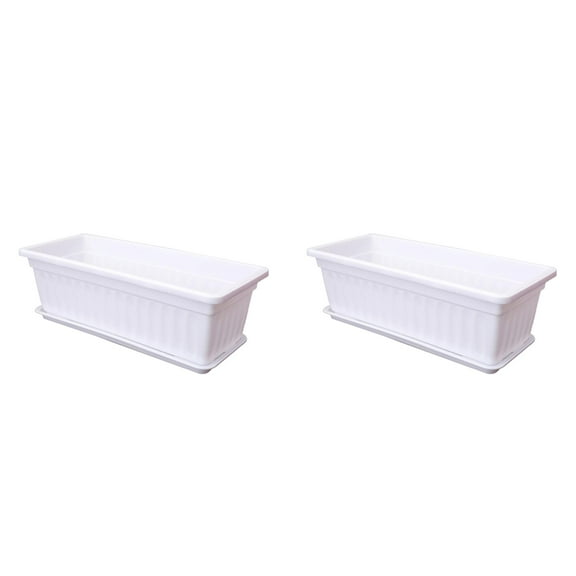 2PCS Window Box Planter with Drainage Holes Tray Indoor/Outdoor Flower Pot for Plants,Vegetables Herbs Decorative Garden Planter Box for Windowsill,Patio,Balcony Porch Decor(16.93*7.48*5.51Inch)