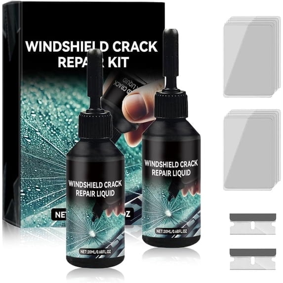 2PCS Windshield Crack Repair Kit, Universal Cracks Gone Glass Repair Kit, Car Windshield Crack Repair Fluid, Quick Fix Windshield & Glass Repair Tools