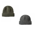 thumbnail image 1 of 2PCS Winter Men's Knit Cuffed Beanie Hat Wool Warm Cap Neutral Style Rib Knit Beanie Hat, 1 of 6
