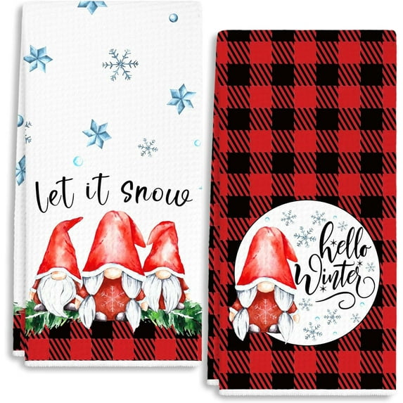 2PCS Winter Wonderland Snowflake kitchen Towels Dish Towels Dishcloth, Blue Winter Christmas Holiday Decor for Kitchen Bathroom Home, 16 x 24 Farmhouse Decoration Hand Towels