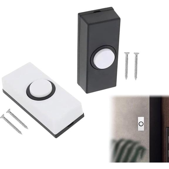 2PCS Wired Doorbell Button, Door Bell Push Buttons, Doorbell Wired with 4PCS Screws, Wall Mounted Weatherproof Wired Doorbell Button Fits Most Doorbell Chime(Black, White)