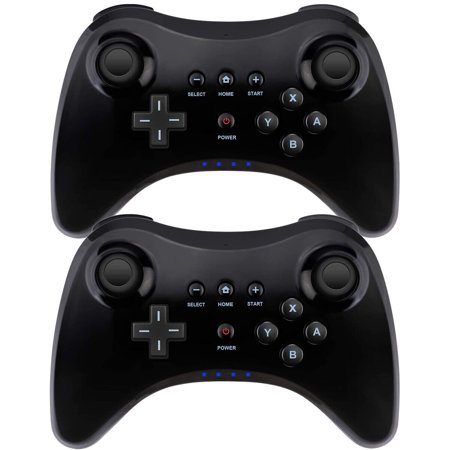 2PCS Wireless Controller U Pro Bluetooth Gamepad for Nintendo Wii U, Black