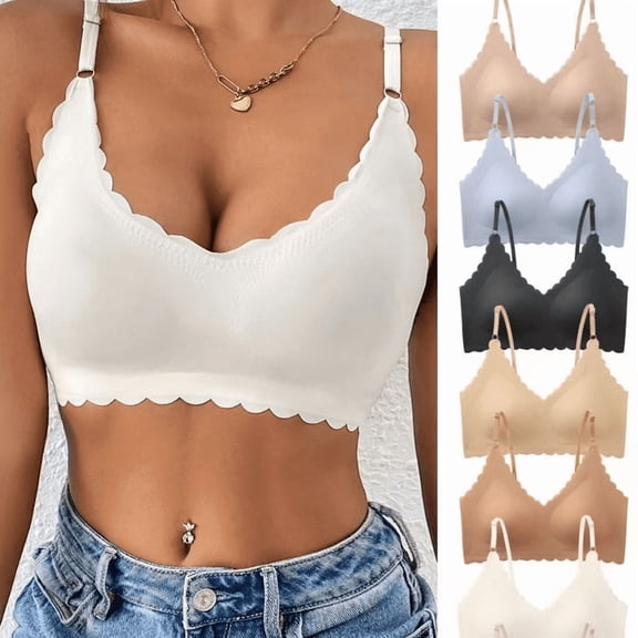 2PCS Wireless Seamless Bras for Women with Support No Wire Push Up Womens Bra Underwire Padded Comfort Bralettes