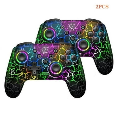 2PCS Wireless Switch Controller,ESYWEN Switch Pro Controller for Nintendo Switch Controller/Lite/OLED with 9 Color Ambient Lighting, Programmed, Wakeup, Turbo