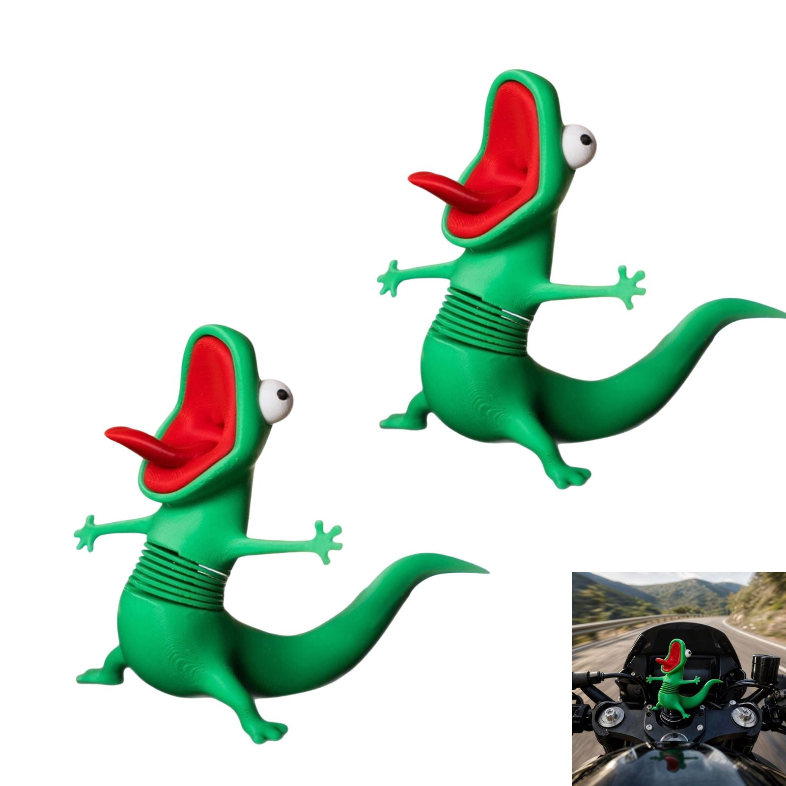 Flex Riding 2PCS Wobbly Riding Buddy Funny Green Lizard Figurine with Flexible ...