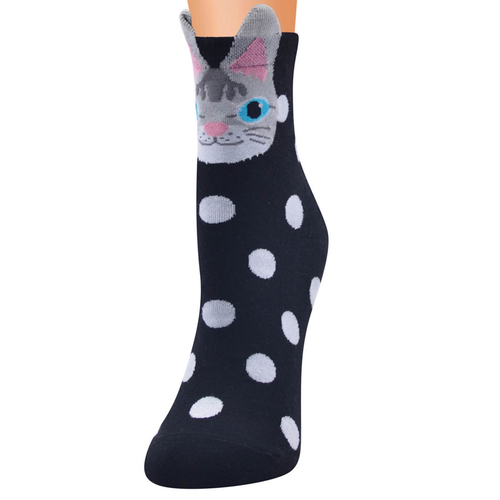 2PCS Women Cotton Socks In Tube Animal Cartoon Female