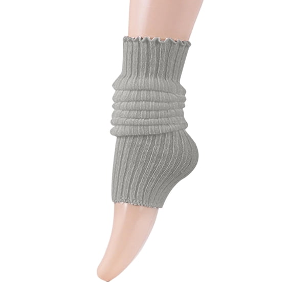 2PCS Women Knit Leg Warmers, Ribbed Slouchy Leg Warmers 17.32 Inch Long, Soft Stretchy Knitted Leg Socks for Party Daily Casual Wear, Light Gray