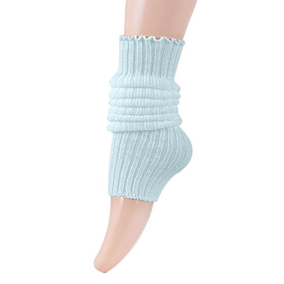 2PCS Women Knit Leg Warmers, Ribbed Slouchy Leg Warmers 17.32 Inch Long, Soft Stretchy Knitted Leg Socks for Party Daily Casual Wear, Sky Blue