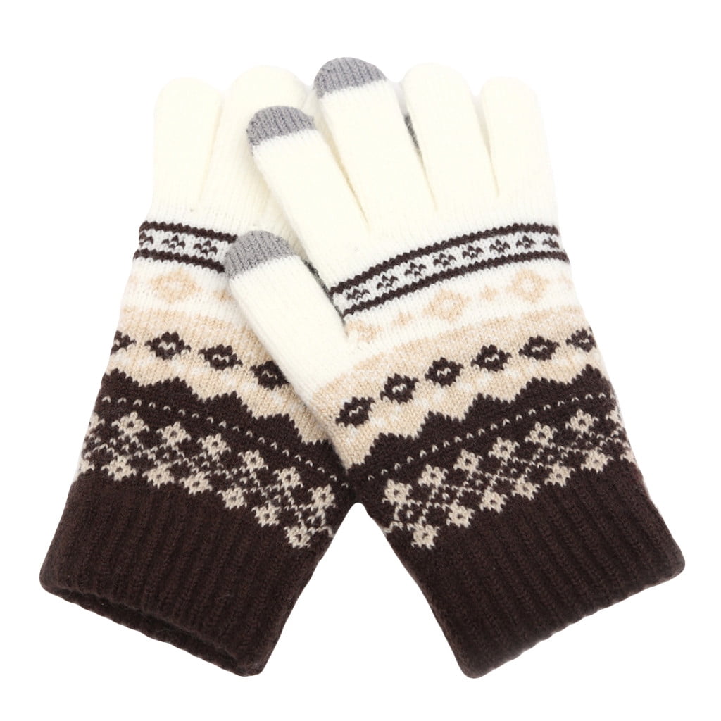 2PCS Women Ladies Winter Warm Thermal Fleece Gloves Thicken Touch
