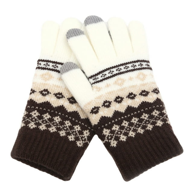 2PCS Women Ladies Winter Warm Thermal Fleece Gloves Thicken Touch