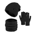 thumbnail image 1 of 2PCS Women&Men Autumn Winter Warm Cute Wool Hat Scarf Gloves Slouchy Three Pieces Snow Knit Cap Screen Mittens Scarves Sets, 1 of 4