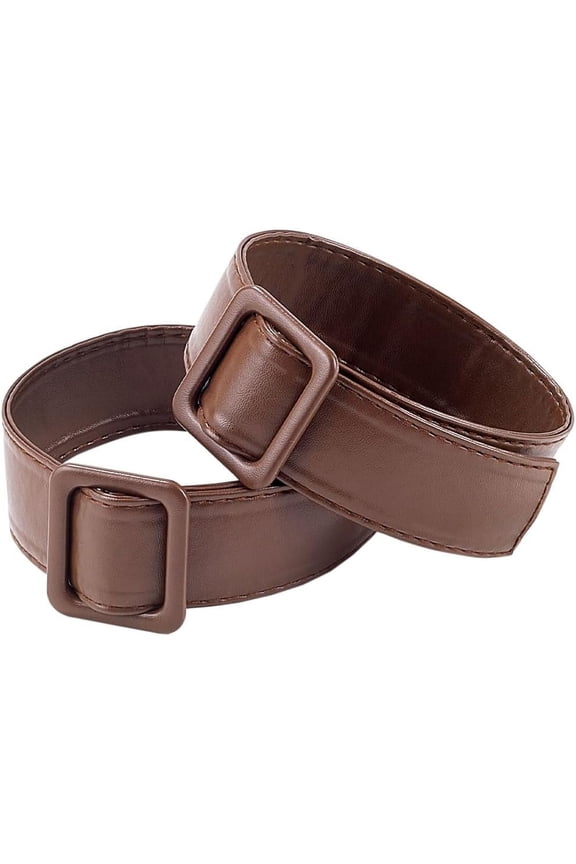 2PCS Women Overcoat Sleeve Band Soft PU Leather Wide Trench Tie Belts Coconut Brown Men Replacement Wind Coat Cuffs Belt Adjustable Buckle Clasps Accessories for DIY Shirt Windbreaker Jacket