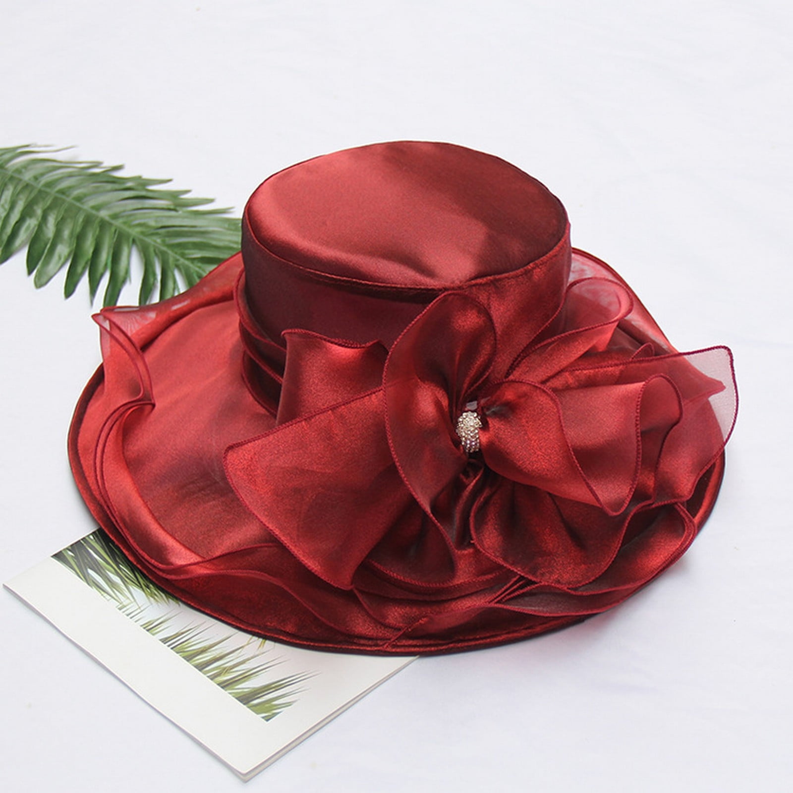 2PCS Women'S Hat Wedding Sun Flower Shade Seaside Beach