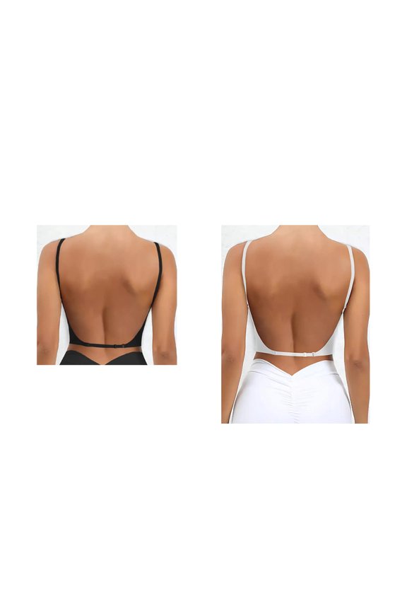 2PCS Women Seamless Wirefree Backless Bra Removable Padding Multiway Convertible Low Back Daily Comfort Bra