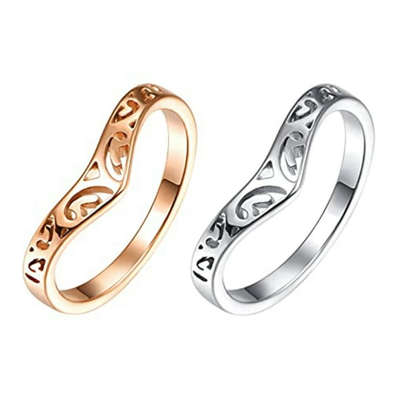 2PCS Women"V" Ring Cutout Celtic Engagement Ring Rose Gold/Gold