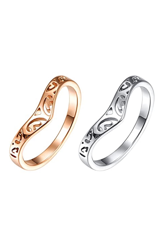 2PCS Women"V" Ring Cutout Celtic Engagement Ring Rose Gold/Gold