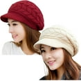 thumbnail image 1 of Dalrosia 2PCS Women Winter Warm Knit Hat Slouchy Beanie Cap with Visor, 1 of 5