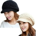 thumbnail image 1 of Dalrosia  2PCS Women Winter Warm Knit Hat Slouchy Beanie Cap with Visor, 1 of 4