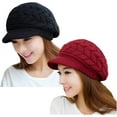 thumbnail image 1 of 2PCS Women Winter Warm Knit Hat Slouchy Beanie Cap with Visor, 1 of 4