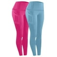 thumbnail image 1 of 2PCS Women Yoga Pants Plus Size Workout High Waisted Elastic Waisted Leggings Fitness Sports Running Yoga Athletic Pants Sky Blue S, 1 of 8