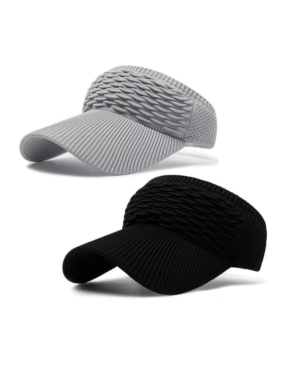 2PCS Women’s High Ponytail Sun Visor Hat, Open-Top UV Protection, Quick-Dry Breathable Fit for Running, Tennis, Beach and Outdoor Workouts