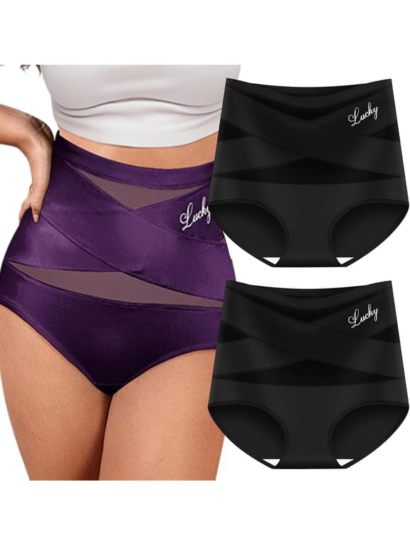 2PCS Women's High-Waist Tummy Control Seamless Shaping Lucky Panties Compression Underwear Women High Waist Tummy Control