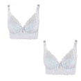 thumbnail image 1 of 2PCS Women's Lace Bra Padded Push Up Lingerie Sexy Bra Underwear Sexy Lace Bra Women's Underwired Lace Bra Everyday Bra Large Size Thin Cotton Cups Gather Underwear(85D/38D+White+White), 1 of 8