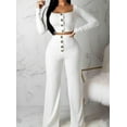 thumbnail image 1 of 2PCS Women's Long Sleeve V-Neck Cardigan Slim Button Casual Tight Suit, 1 of 2