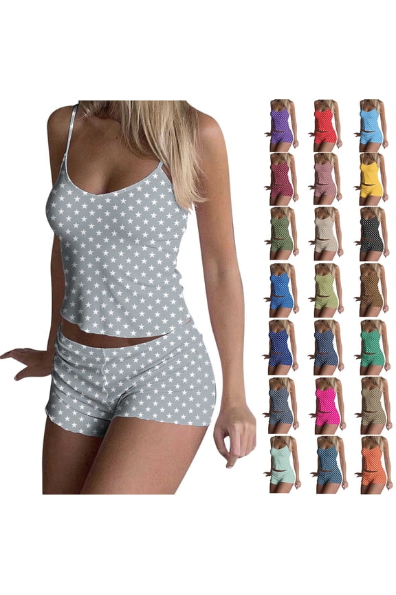 2PCS Women's Printed Lapel Sleeveless Shirt and Pocket Shorts Co Ord Set, Breathable Soft Fabric, Beach Vacation Spring Summer Loungewear, lounge sets | TruHer,Blue S