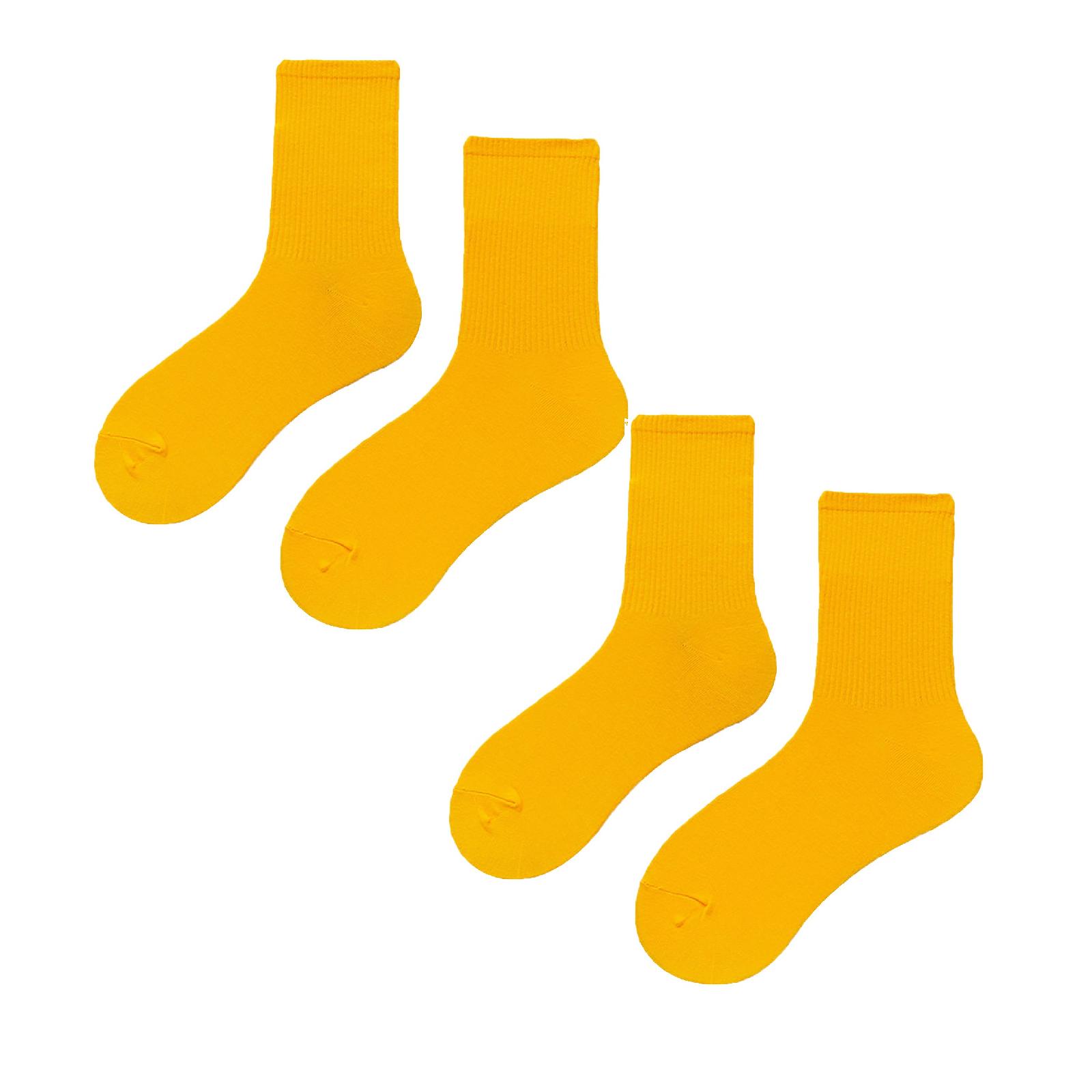 2PCS Women's Solid Color Medium Tube Socks Light And Thin Spring Summer