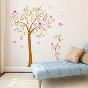 2PCS Wonderful Magical Owl Tree Wall Decal - DIY PVC Transparent Film for Kindergarten, Living Room, Children's Room, and TV Sofa Background Wall Art Decor