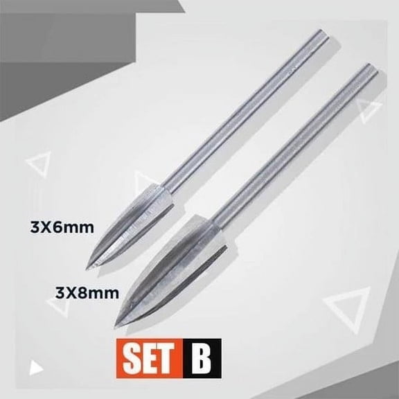 2PCS Wood Carving Drill Bits Set,Carbide Tipped Engraving Bits for Dremel Rotary Tool,Woodworking,DIY,Milling Cutter,Silver