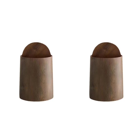 2PCS Wood Grain Can Walnut Brown Bathroom Garbage Can with Removable Inner Bucket,Minimalist Diaper Bin for Office,Bedroom,Living Room,Hotel Retro Farmhouse Wastebasket,Open Top Dustbin