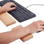2PCS Wood Keyboard Wrist Rest 2 Size 60 Key Wooden Wrist RestErgonomic Rest for Computer Keyboard Ergonomic Desk Pad Gaming Office Brown