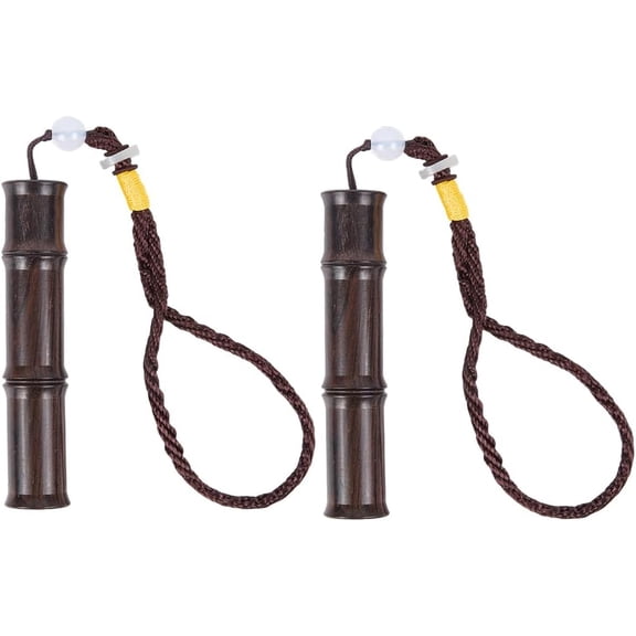 2PCS Wood Needle Case Sewing Needle Holder Portable Wooden Embroidery Needle Case Coconut Brown Bamboo Pattern Needle Tube Keeper